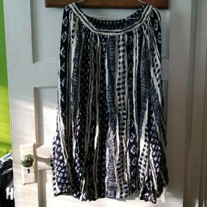 Long blue and white pattern skirt